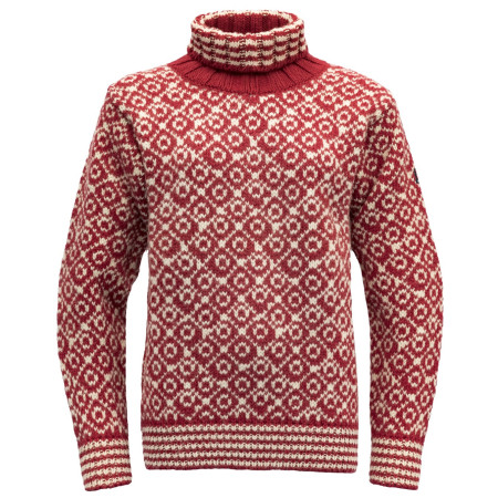 Rolák Devold Svalbard Wool High Neck červená HINDBERRY/OFFWHITE
