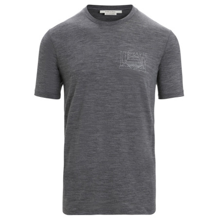 Pánske funkčné tričko Icebreaker Tech Lite II SS Tee Mountain Sunset šedá Gritstone Heather