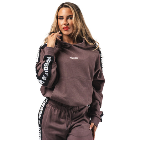 Dámska mikina Nebbia Classic Hoodie OFF-DUTY 489 hnedá DARK BROWN