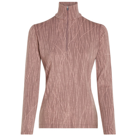 Dámske funkčné tričko Icebreaker Women Merino 260 Tech Vertex LS Half Zip Delta Lines AOP hnedá Summit/Blush/J