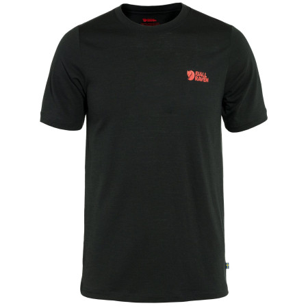 Pánske tričko Fjällräven Abisko Wool Logo SS M čierna Black