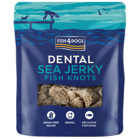 Maškrty pre psov Fish4Dogs Dental Sea Jerky Fish Knots 100g