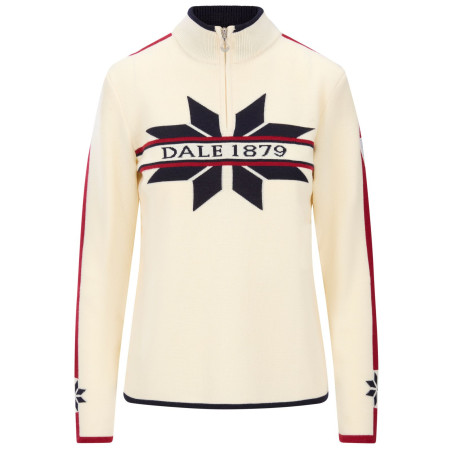 Dámsky sveter Dale of Norway Nåle Fem Sweater biela/modrá Offwhite Navy Red Rose