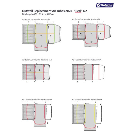 Náhradná duša Outwell Air Repair - Tube kit 2 (red)