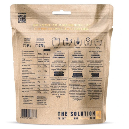 Dehydrované jedlo Lyo food Kakaová granola s jahodami 270 g