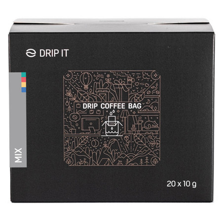 Káva Drip it Mix - Brazil, Nicaragua, Colombia, Ethiopia 20 x 10 g čierna