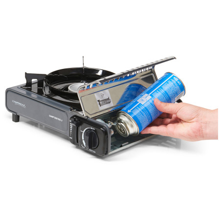 Plynový varič Campingaz Bistro 3 - černý, uložení náhradní CV, 2 pojistky