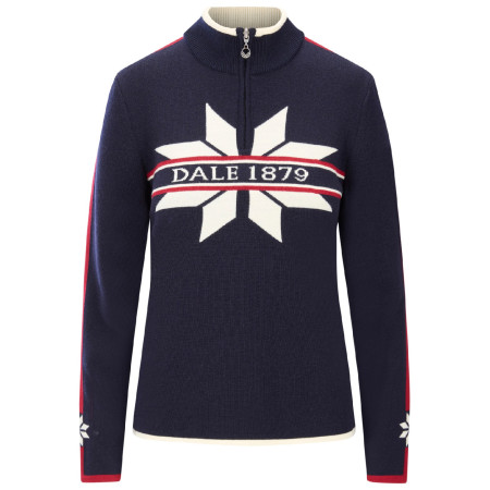 Dámsky sveter Dale of Norway Nåle Fem Sweater modrá/biela Navy Offwhite Red Rose