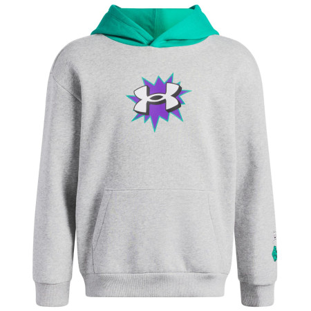 Detské funkčné tričko Under Armour UA B Rival FLC Graphics Hd Mod Gray Light Heather svetlosivá Mod Gray Light Heather / Geode Green / White