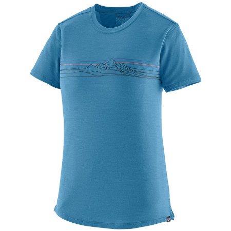 Dámske tričko Patagonia Women's Capilene Cool Merino Blend Graphic Shirt modrá Strata Stripe: Shore Blue