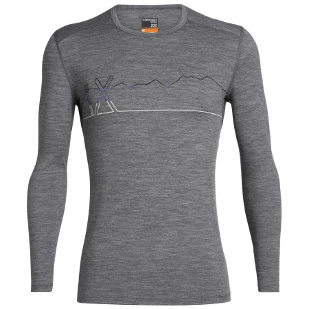 Pánske triko Icebreaker Mens 200 Oasis LS Crewe Single Line Ski-gritstone HTHR