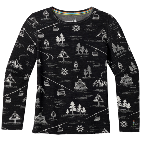 Detské funkčné tričko Smartwool Kids' Classic Thermal Merino Base Layer Crew čierna BLACK SKI DAY