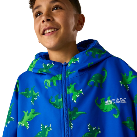 Detský nepremokavý kabát Regatta Junior Changing Robe Olymp Blue Dino