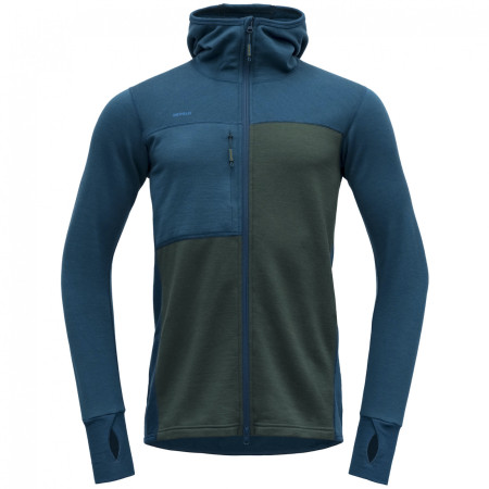Pánska funkčná mikina Devold Nibba Pro Merino Jkt Hood modrá/šedá