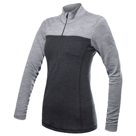 Dámske funkčné tričko Sensor Merino Bold dl. rukáv zip sivá anthracite/cool gray