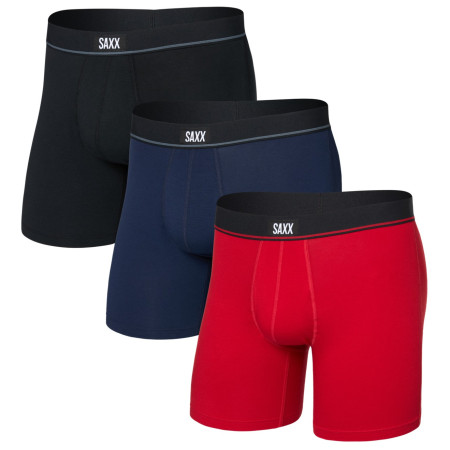 Pánske boxerky Saxx Essential Cotton Boxer Brief Fly 3Pk červená red/maritime/black