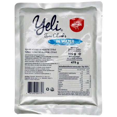 Jedlo na cesty Yeli Tuniak kúsky vo vlastnej šťave (500g)