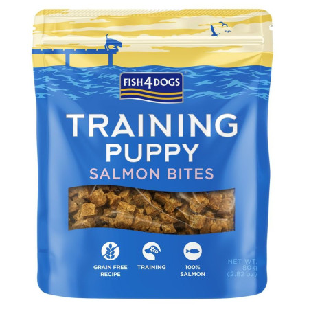 Maškrty pre psov Fish4Dogs Training Salmon Bites Puppy 80g