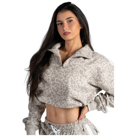 Dámska mikina Nebbia Half-Zip Leopard Sweatshirt Primal béžová CREAM LEOPARD