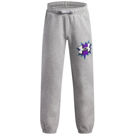 Detské nohavice Under Armour UA B Rival FLC Graphics Jgr Mod Gray Light Heather sivá/biela Mod Gray Light Heather / / White