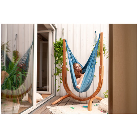 Houpací sedačka se stojanem La Siesta Udine Organic Blue Zebra