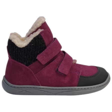 Detské barefoot topánky beBare 3555TY Bordeaux ružová/fialová BORDEAUX