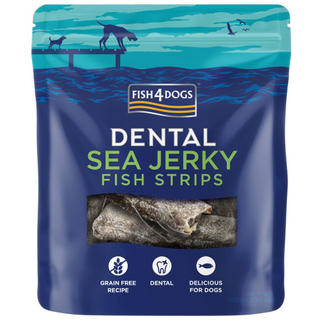 Maškrty pre psov Fish4Dogs Dental Sea Jerky Fish Strips 100g