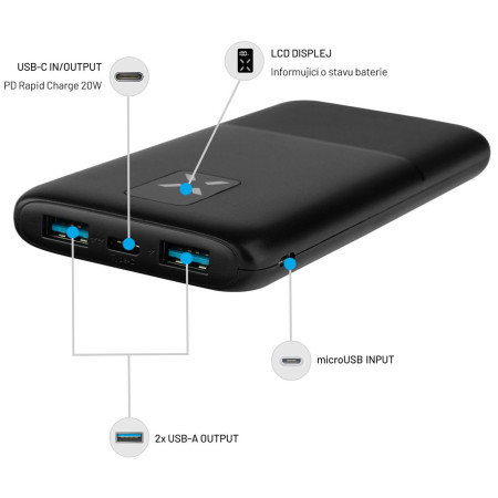 Powerbanka FIXED Zen 10 s LCD displejem