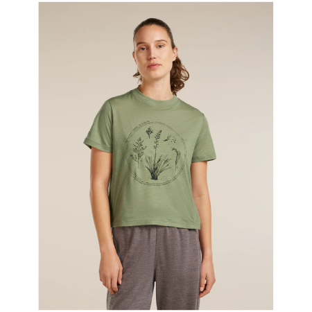 Dámske tričko Icebreaker Merino 150 Tech Lite SS Crop Tee Seed Story zelená LICHEN
