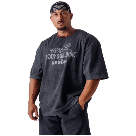 Pánske funkčné tričko Nebbia NEBBIA x Olympia Heavyweight Cotton T-Shirt čierna Black