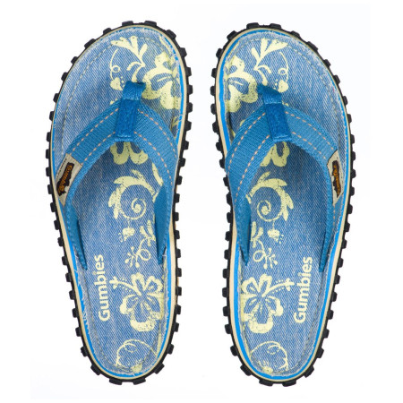 Detské Sandále Gumbies Islander Flip Flops Denim hibiscus