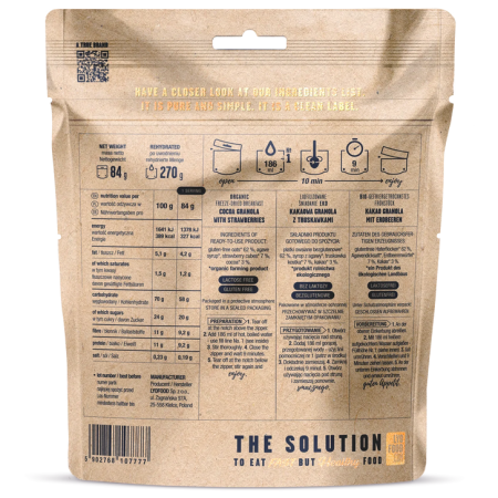 Dehydrované jedlo Lyo food Kakaová granola s jahodami