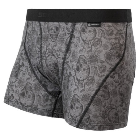 Pánske funkčné boxerky Sensor Merino Impress sivá Blk/Skulls
