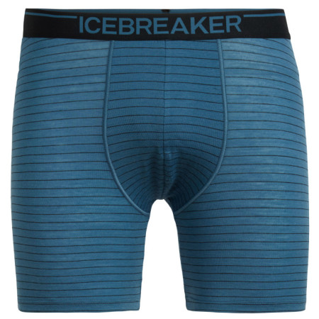 Pánske boxerky Icebreaker Mens Anatomica Long Boxers modrá Thunder/Black/Stripe