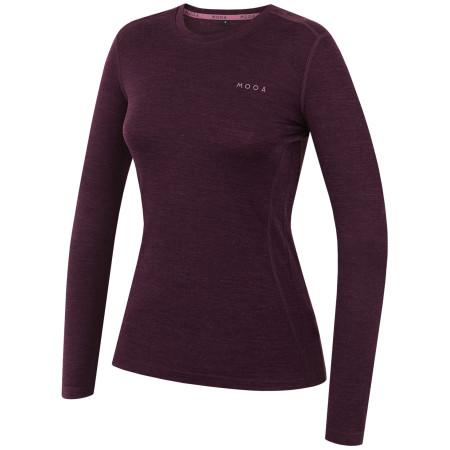 Dámske tričko MOOA MerinoSilk 160 long tmavofialová dark purple melange