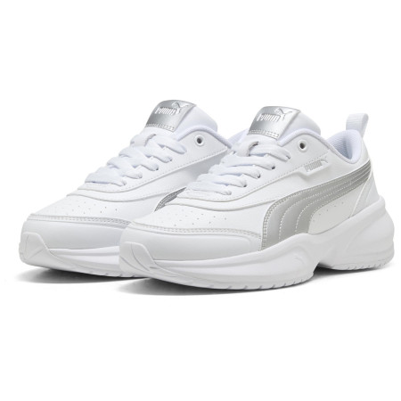 Dámske topánky Puma Cilia 2 Mode Metallic Glam biela/strieborná PUMA White-PUMA Silver-Feather Gray