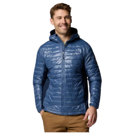 Pánska bunda Columbia Powder Pass™ Hybrid Hooded Jacket modrá Dark Mountain, Collegiate Navy