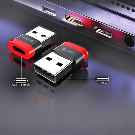 Adaptér Swissten Dataguard With Data Blocking USB-A (Male) / USB-C (Female)