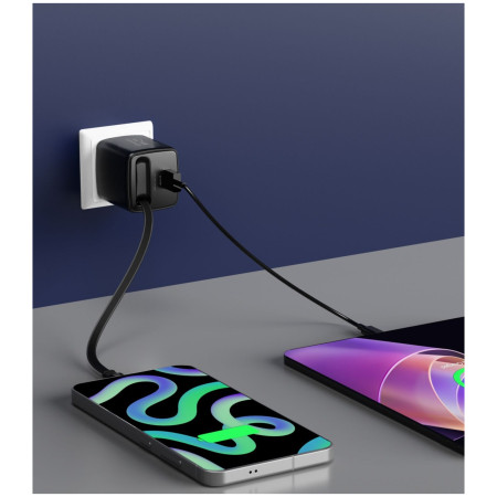 Adaptér Swissten SlideCharge Gan 30W, 1X USB-A 18W