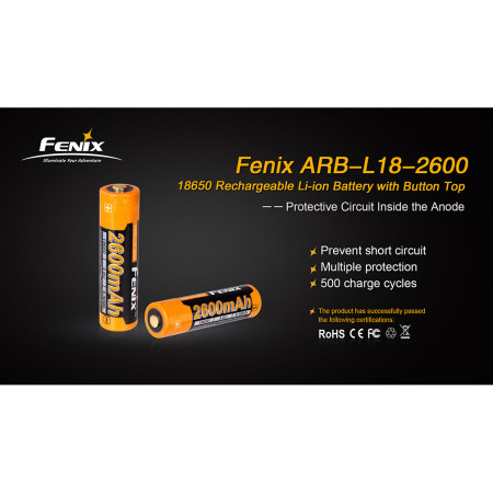 Dobíjacie batérie Fenix 18650 2600 mAh (Li-Ion)