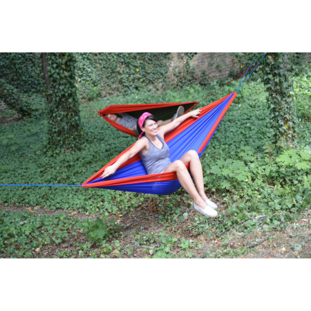 Hojdacia sieť Hamaka.eu Single modro-červeno-modrá