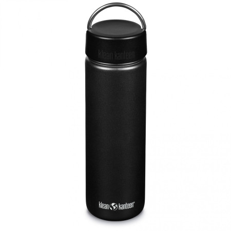 Nerezová fľaša Klean Kanteen Wide w/Wide Loop Cap - brushed stainless 800 ml čierna