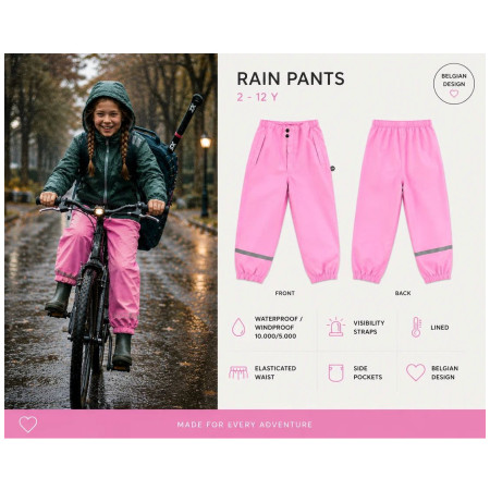 Detské nepremokavé nohavice DucKsday Rainpants Pink/em