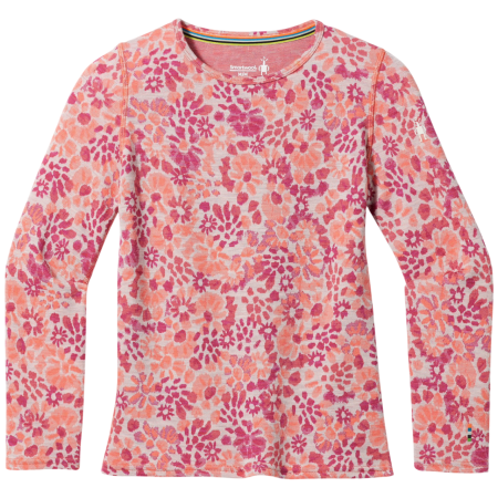 Detské funkčné tričko Smartwool Kids' Classic Thermal Merino Base Layer Crew ružová FESTIVE FUCHSIA FLORAL