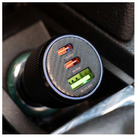 Adaptér Swissten Car Charger 2x USB-C PD + USB-A, 95 W + cabel USB-C / USB-C, 1 m