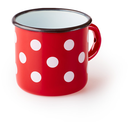 Hrnček Zulu červený s bielymi bodkami