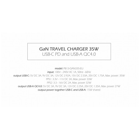 Nabíjačka Swissten TRAVEL CHARGER GaN 1x USB-C 35W PD + 1x USB-A 27W QC