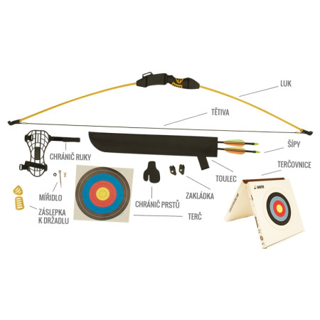 Rozbalený lukostrelecký set v pe obale Yate Lukostrelecký set