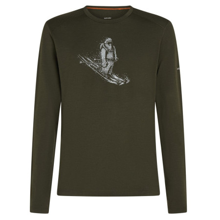 Pánske funkčné tričko Icebreaker Men Merino 200 Oasis LS Crewe SkiingYeti tmavozelená Dk Loden