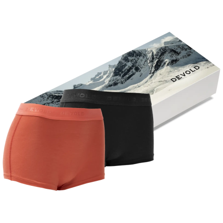 Dámske funkčné boxerky Devold Breeze Merino 150 Hipster Wmn 2Pk oranžová/čierna Black/Coral